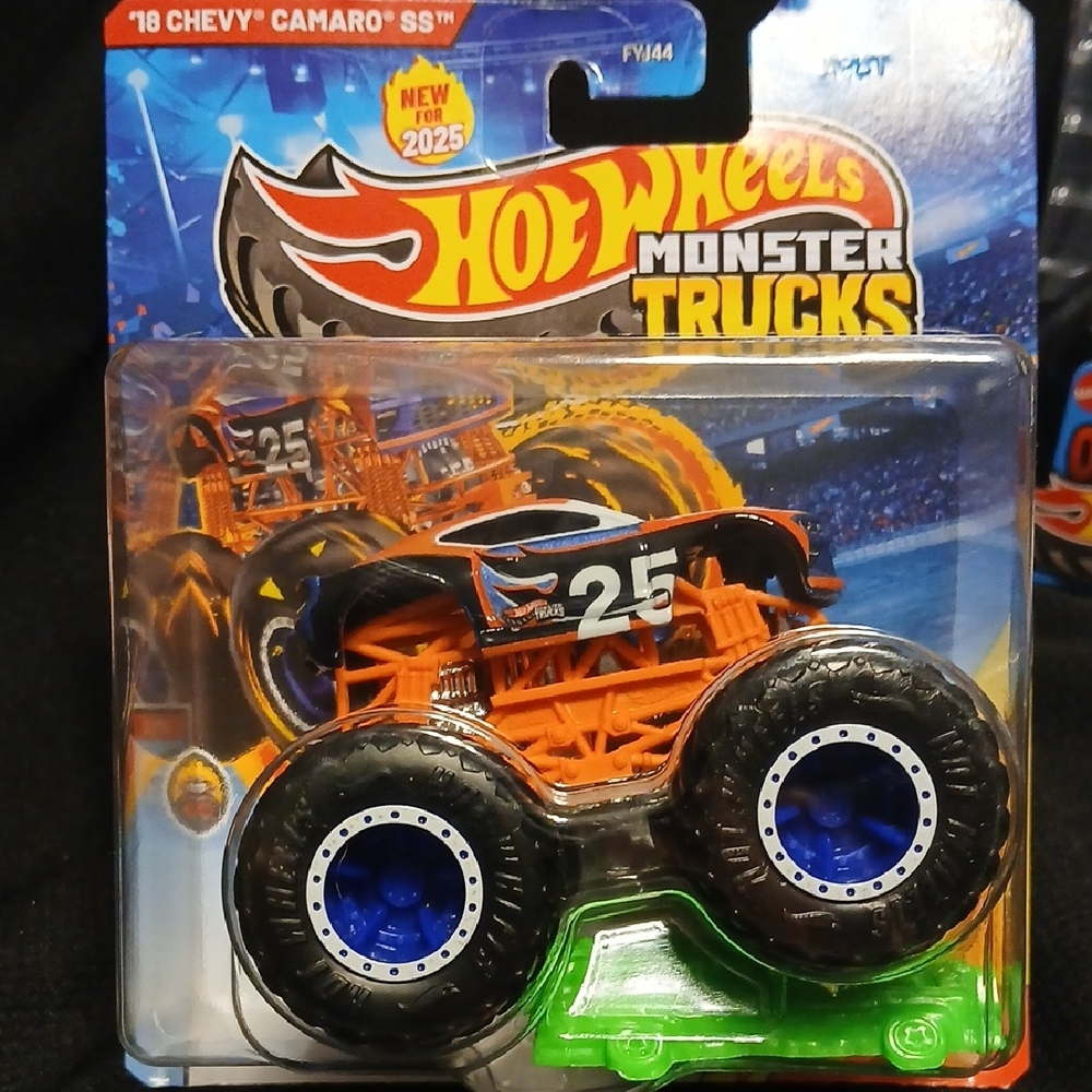 18 Chevy Camaro Monster Truck - Hot Wheels Orange and Blue 1/64